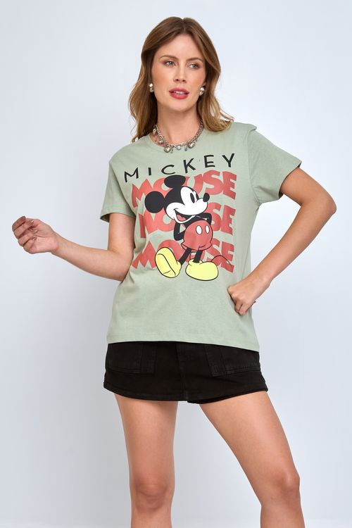 Camiseta fem prom mickey mouse vde verde claro