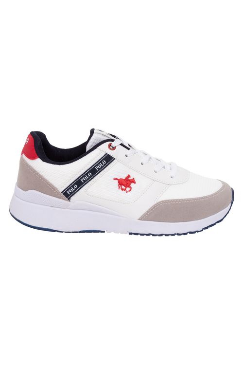 Tenis casual polo happy pl074 branco/cim branco