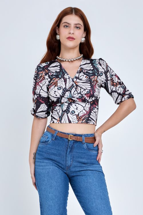 Top Feminino Ribana com Borboleta