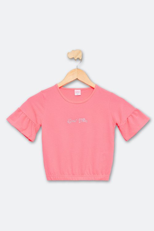 Blusa Infantil Feminina Tam 10 a 16 Anos Rosa Neon