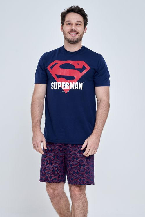 Pijama masculino superman - p ao gg azul escuro