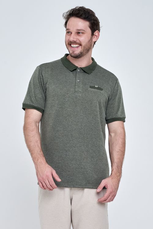 Polo Masculina Casual Verde Militar