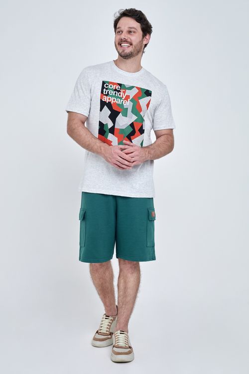 Bermuda Masculina Cargo Moletom Verde Caedu Confortável