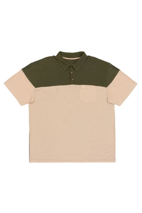 Polo Masculina Super Bege e Verde
