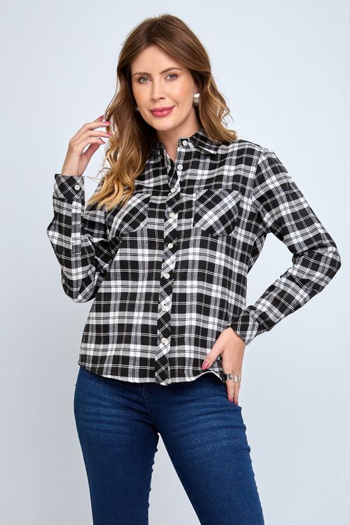 Camisa Flanelada Xadrez Preta