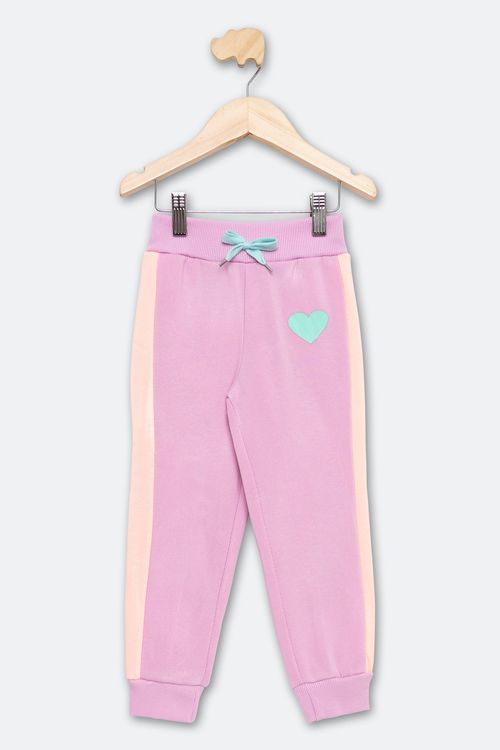 Calça Infantil em Fleece Estampada Lilás Tam 1 a 3