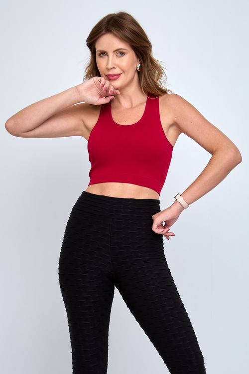 Top Esportivo Feminino com Bojo e Sem Costura Cereja