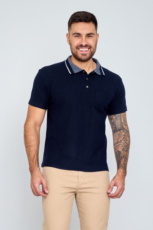 Polo Masculina Casual Azul Marinho
