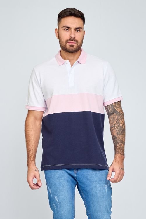 Polo masc promo mesa rct branco e rosa branco