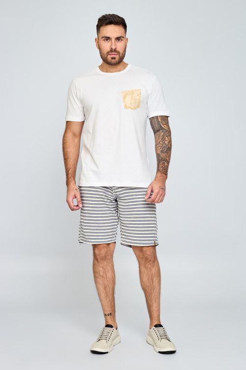 Bermuda Masculina Eco Listrado Azul