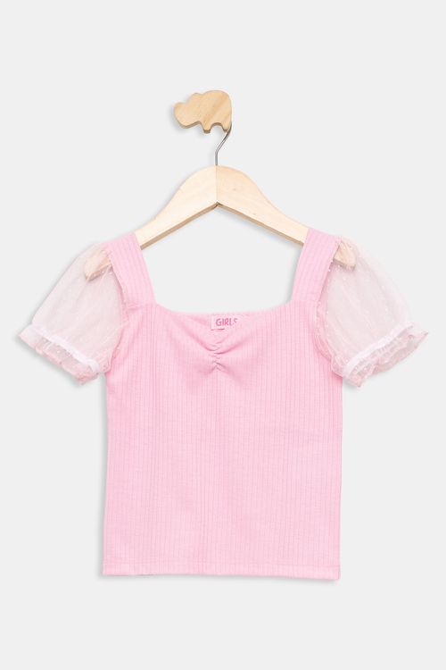 Blusa Infantil 4 a 8 Anos Ribana Tule Rosa Claro