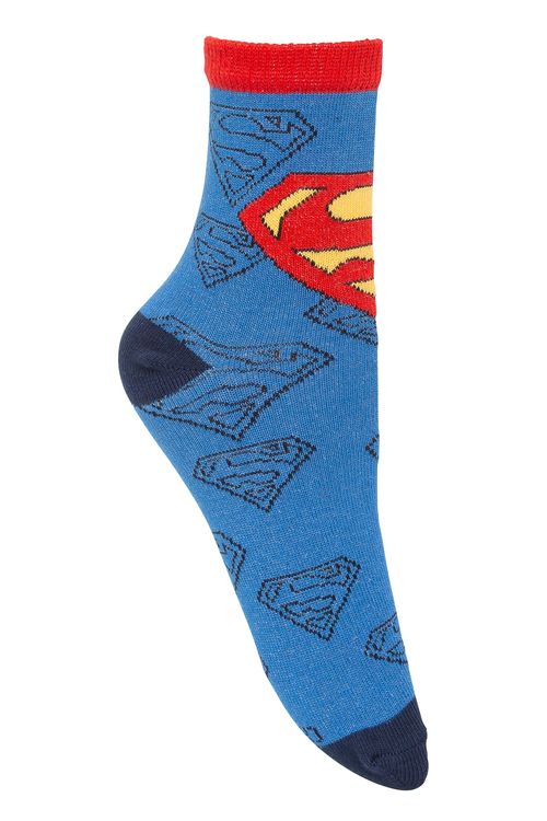 Meia Cano Médio Superman Meninos 30 a 33 Azul