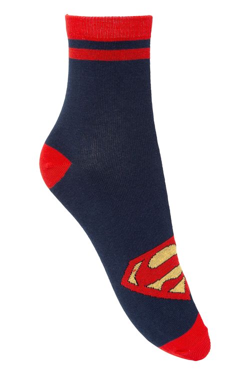 Meia cano medio super man masc 39-43 azul