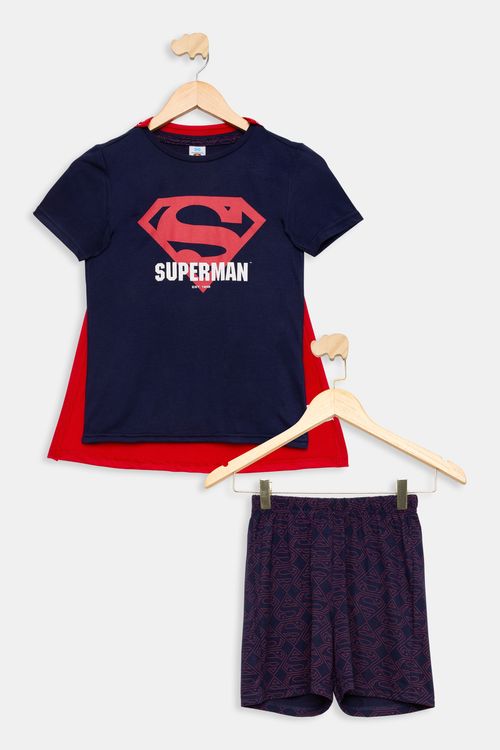 Pijama menino superman com capa 4 ao 10 azul escuro