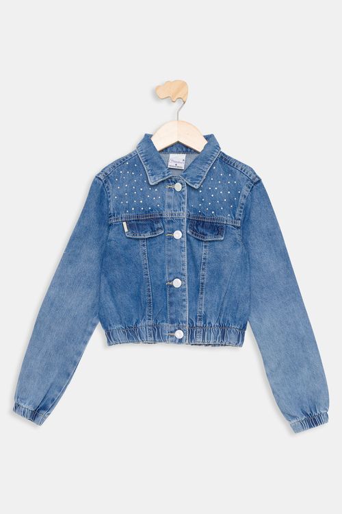 Jaqueta Infantil Jeans Marmorizado Tam 4 a 8
