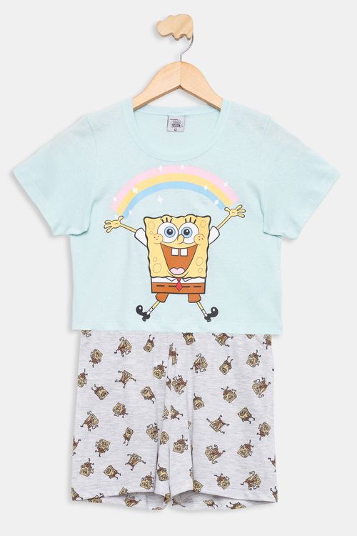 Pijama menina bob esponja atj008 azul claro