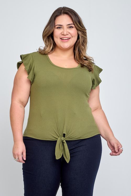 Blusa Feminina Feita Pra Mim Casual com Babados Verde