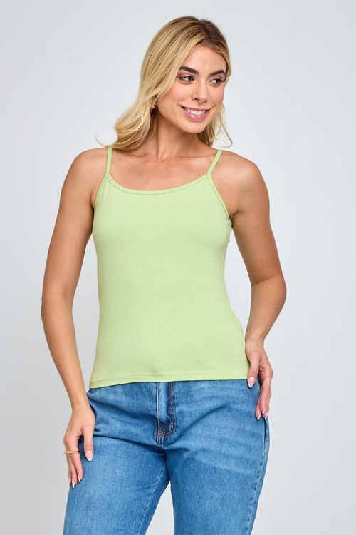 Regata Feminina Caedu Verde Alças Finas Algodão