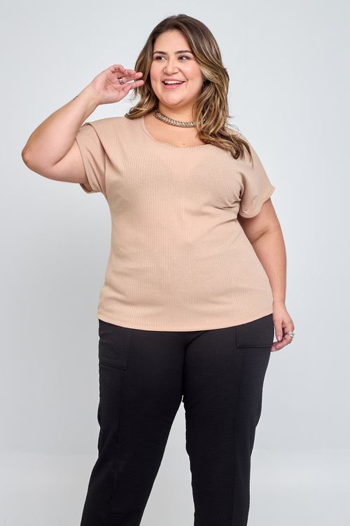 Blusa Feminina Feita Pra Mim Casual em Ribana Bege