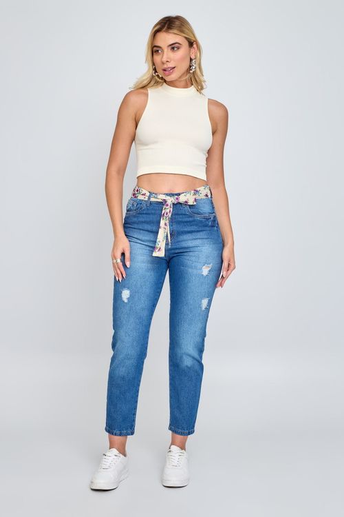 Calca fem aj 60212 jns mom cnt tc jcl jeans claro