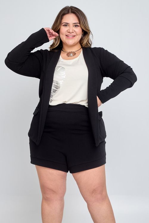 Blazer fem fpm 3381 alongado crepe pre preto