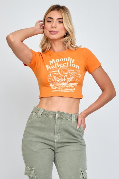 Top Feminino Caedu Laranja Cotton: Estilo Vibrante