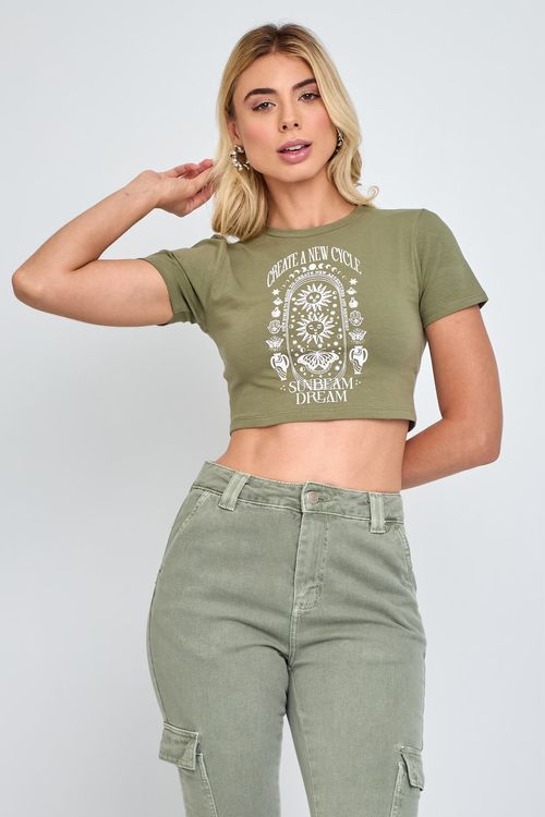 Top Feminino Cotton Verde Médio