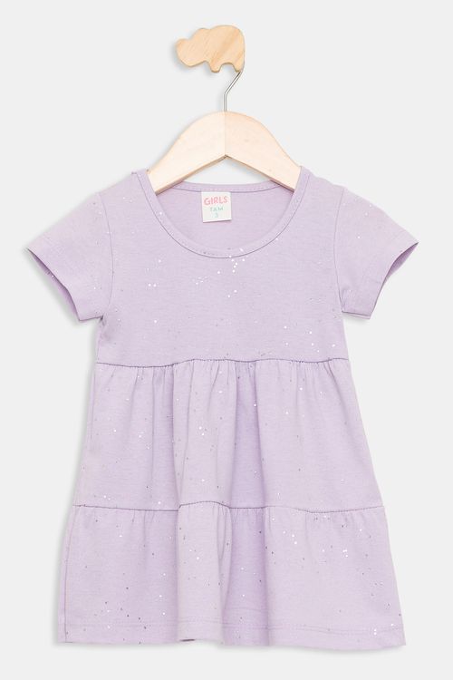 Vestido Infantil com Brilho Lilás Tam 1 a 3