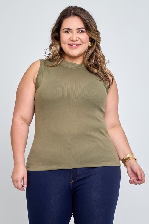 Blusa Feminina Casual Gola Alta Verde Escuro