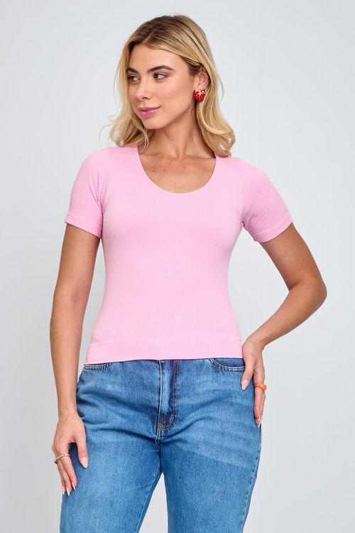 BLUSA FEM ROM FRB052C MC ROSA CLA DECT U - ROSA CLARO