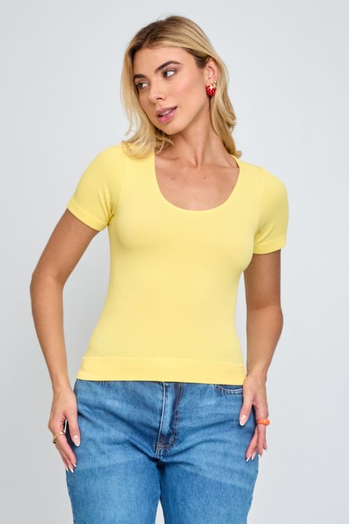 BLUSA FEM ROM FRB052E MC AMAR CLA DECT U - AMARELO CLARO