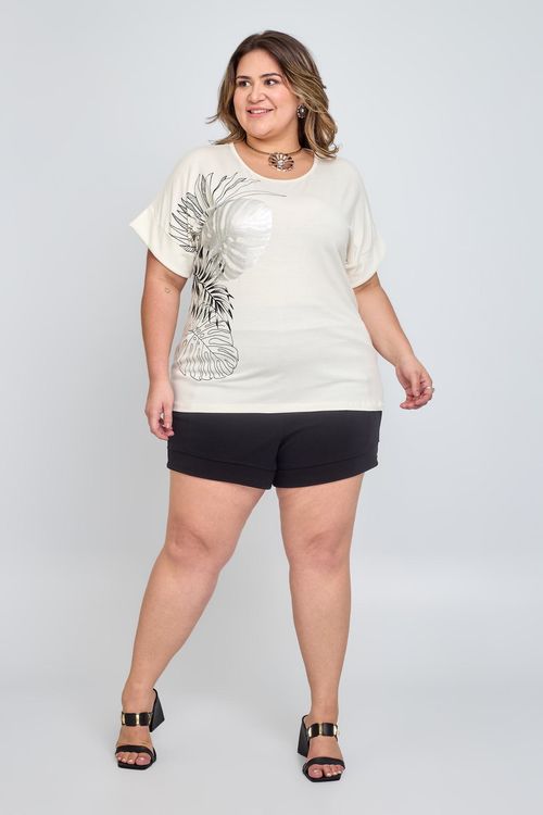 Short Feminino Casual Crepe Básico Preto