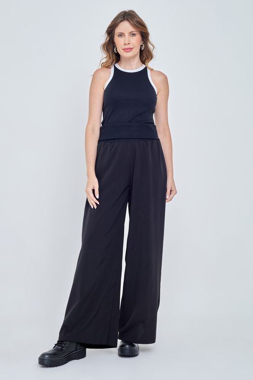 Calça Feminina Fashion Pantalona Cós Ribana Preto