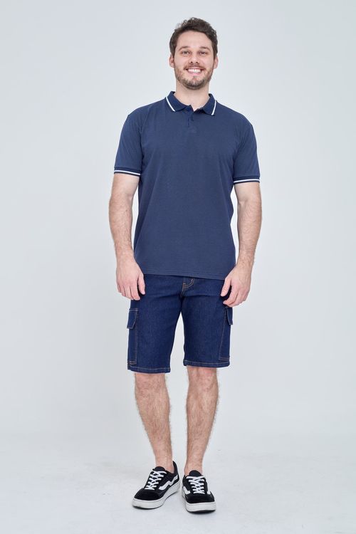 Bermuda Masculina Cargo Jeans Escuro