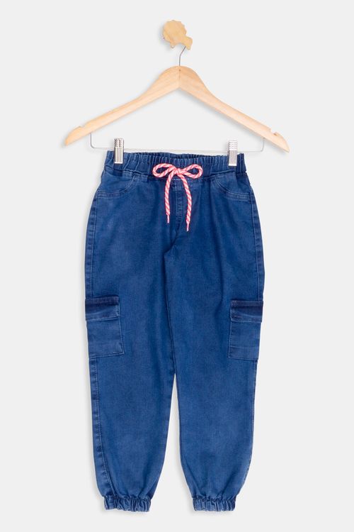 Calça Infantil Cargo Jogger Jeans Marmorizado Tam 4 a 8