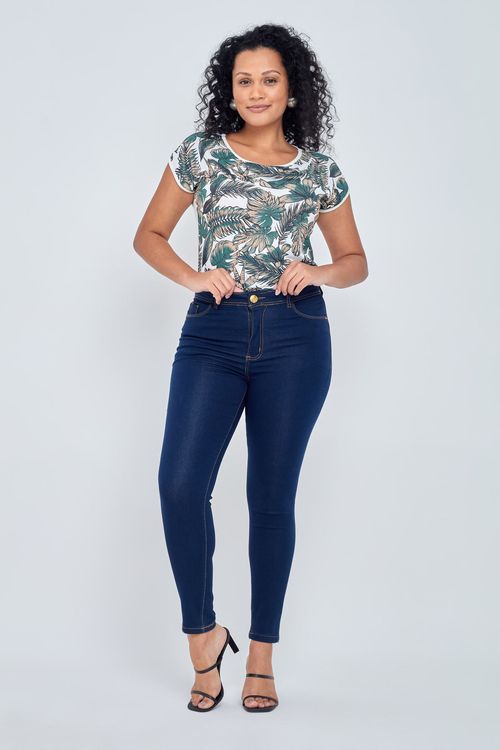 Calça Jeans Feminina Skinny Amaciada Azul Escuro