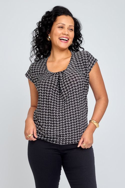 Blusa Feminina City Preta e Branca