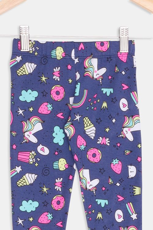 Legging Infantil 1 a 3 Anos - Unicórnio - Azul Escuro