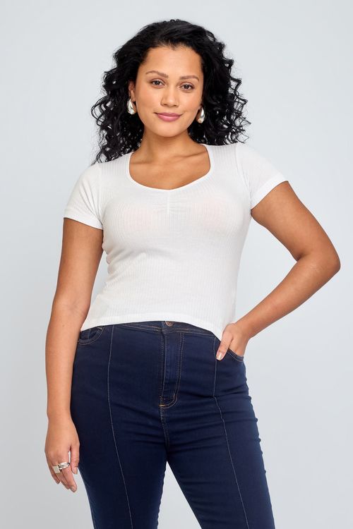 Top Feminino Franzido Branco