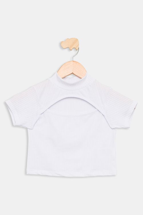 Blusa Juvenil Caedu Recorte Gola Alta Branca 10-16 Anos