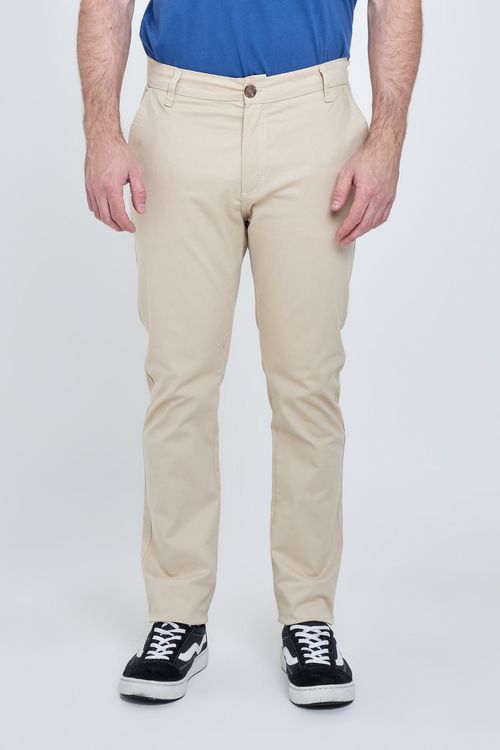 Calça Chino Masculina em Sarja Bege