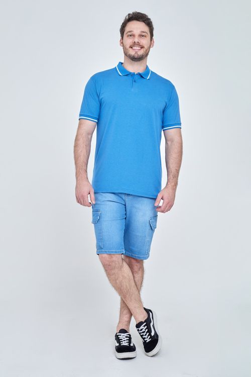 Bermuda Masculina Cargo Jeans Claro