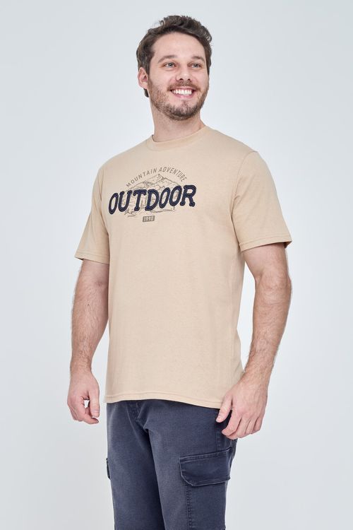 Camiseta Masculina Casual Bege