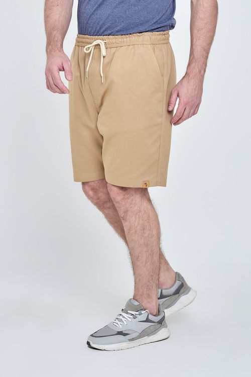 Bermuda Masculina Com Elástico Bege Caqui