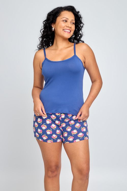 PIJAMA MC POLYBRUSH LBP061 UNIC DONNUTS - AZUL MEDIO