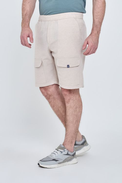 Bermuda Masculina Caedu Reta Sarja Areia com Bolsos