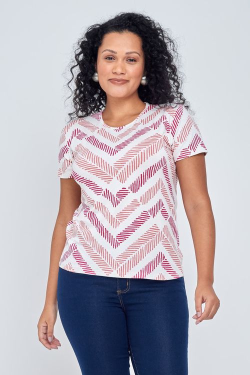Blusa Feminina em Viscolycra Roxo e Branco