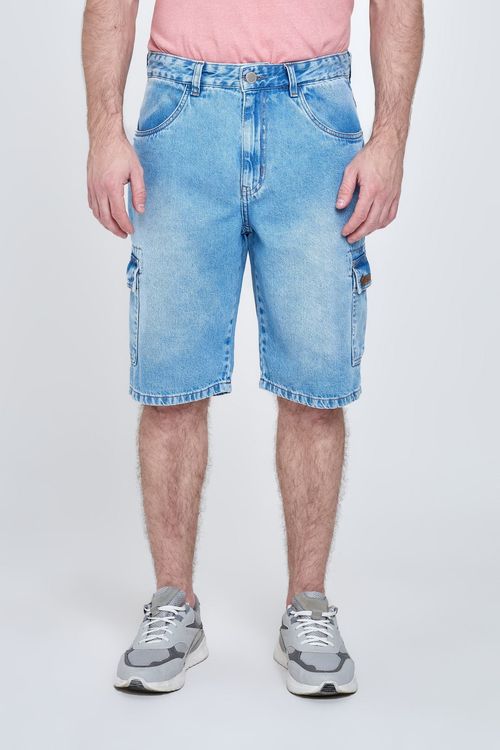 Bermuda masc aj 91838 jns cargo clr jeans claro