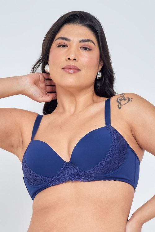 Soutien Feminino Base Micro Renda Marinho