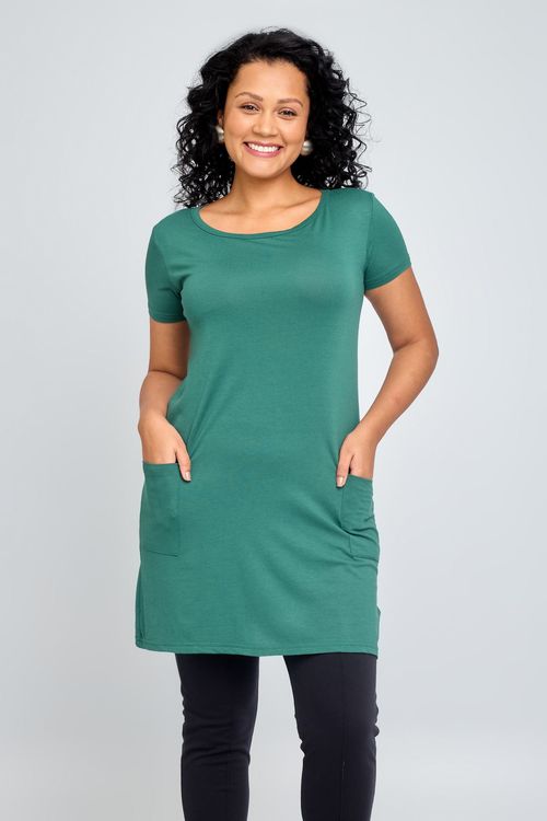Vestido Feminino Legging Casual 2 Bolsos Verde Médio